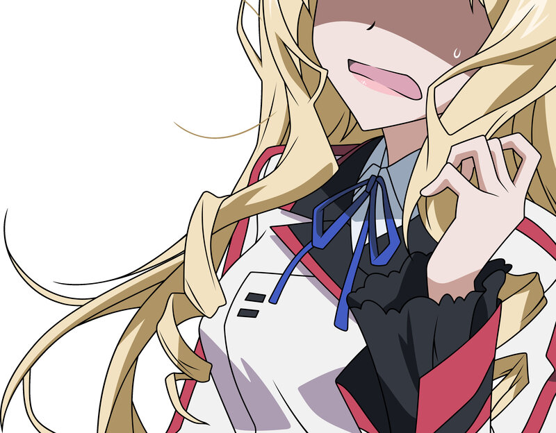 Blonde Anime Girl — White, Playful, Long Hair, School Uniform