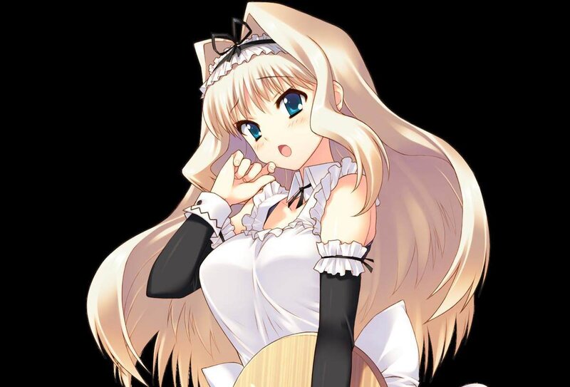Blonde Anime Girl — White, Playful, Maid Outfit