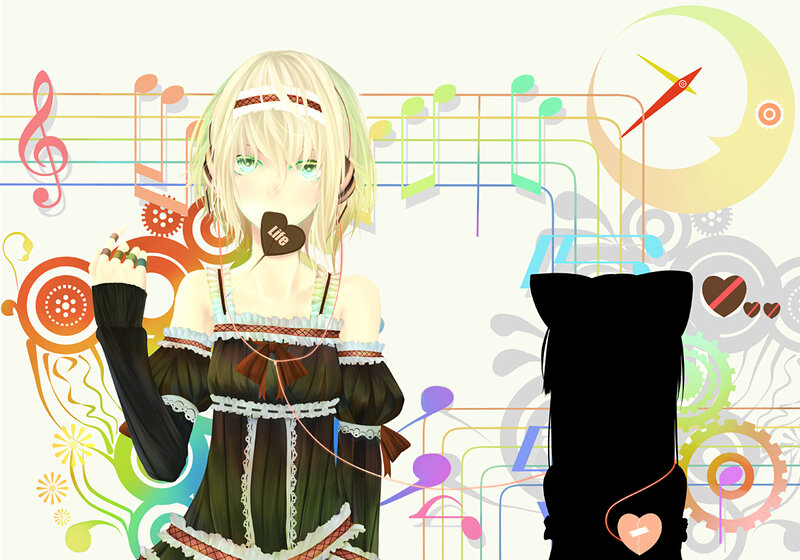 Blonde Anime Girl — White, Playful, Night