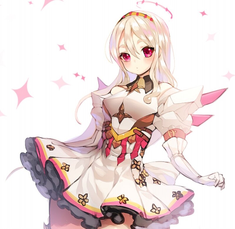 Blonde Anime Girl — White, Playful, Pink Stars