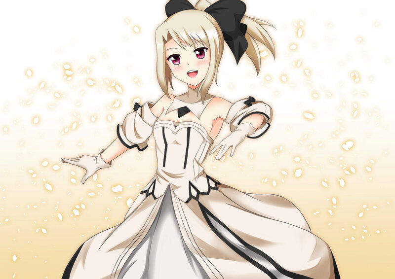 Blonde Anime Girl — White, Playful, Spring, Dress