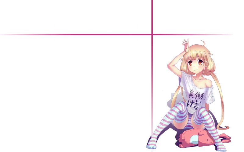 Blonde Anime Girl — White, Playful, Striped Socks