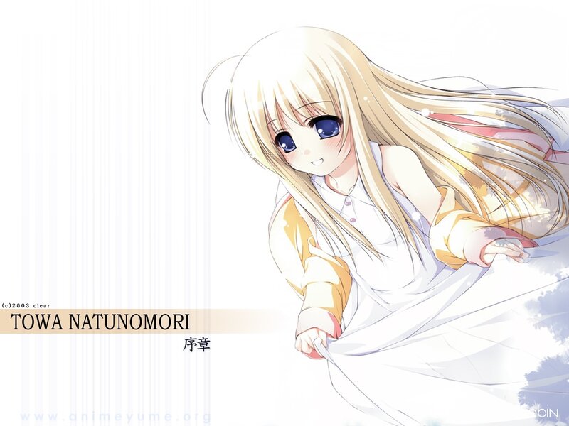Blonde Anime Girl — White, Serene, Long Hair, Blue Eyes