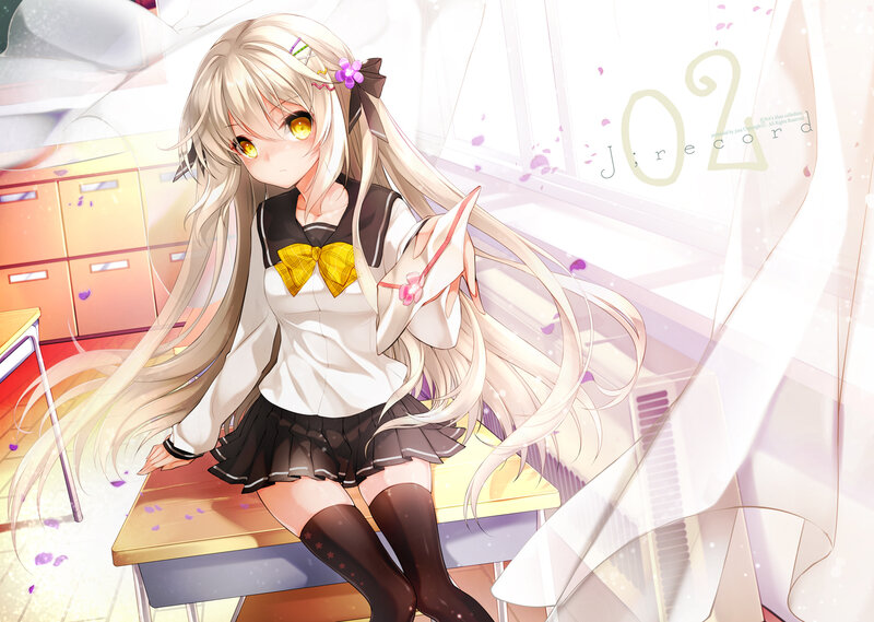 Blonde Anime Girl — White, Serene, Morning, School Uniform