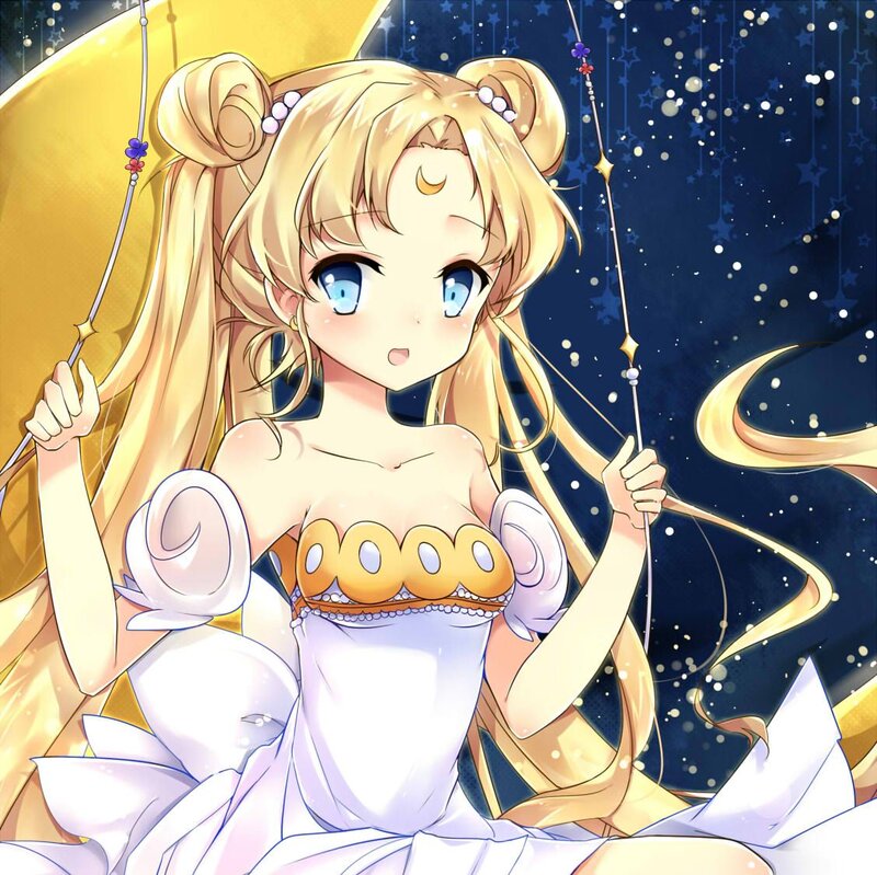 Blonde Anime Girl — White, Serene, Night