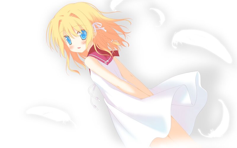 Blonde Anime Girl — White, Serene, White Dress