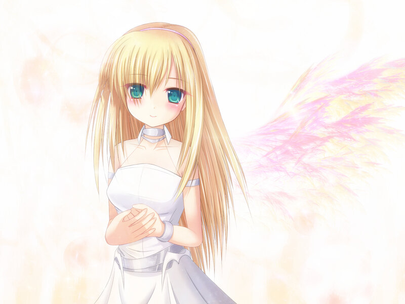 Blonde Anime Girl — White, Serene, Wings