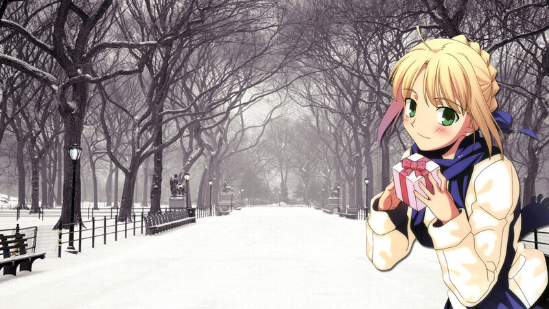 Blonde Anime Girl — White, Serene, Winter