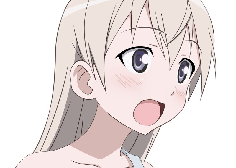 Blonde Anime Girl — White, Surprised, Cheeks