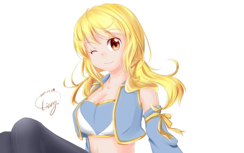 blonde anime girl winking