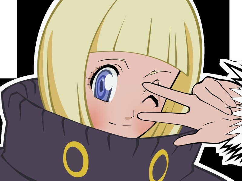 blonde anime girl winking