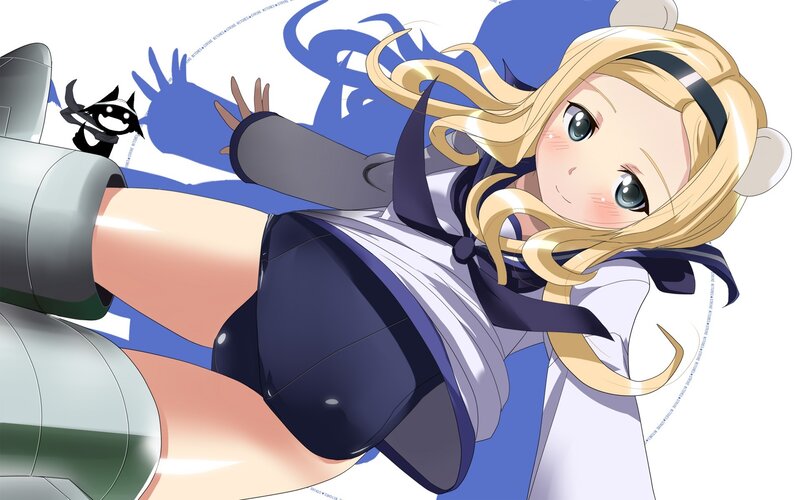 blonde anime girl with aircraft