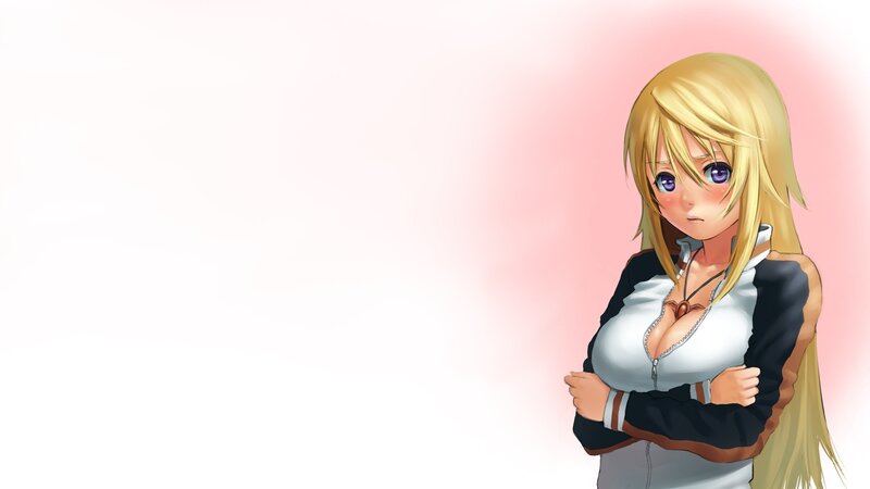 blonde anime girl with arms crossed