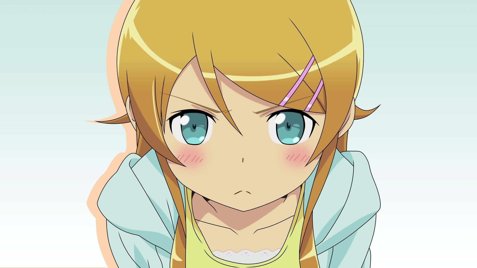 blonde anime girl with blue eyes