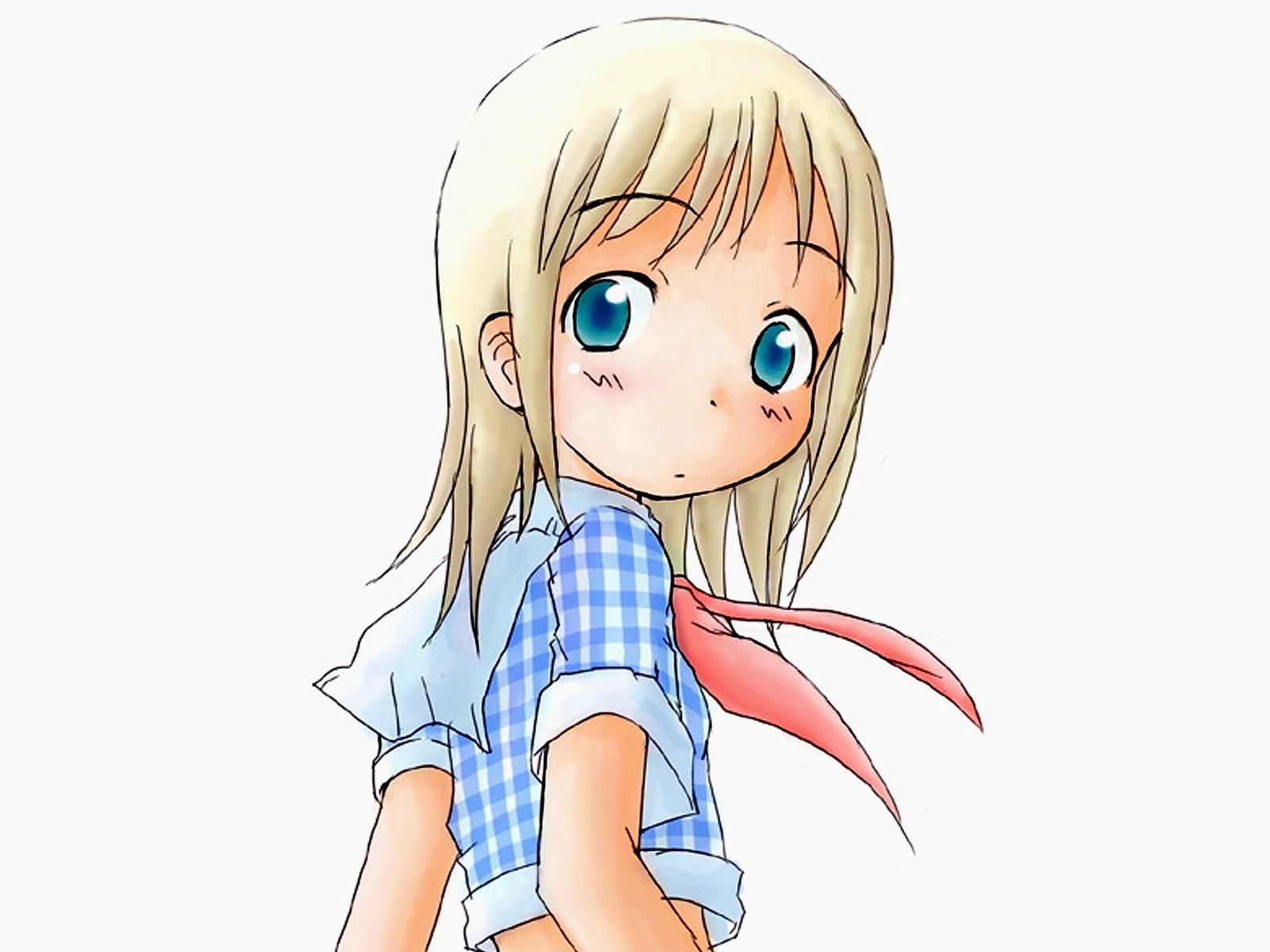 blonde anime girl with blue eyes