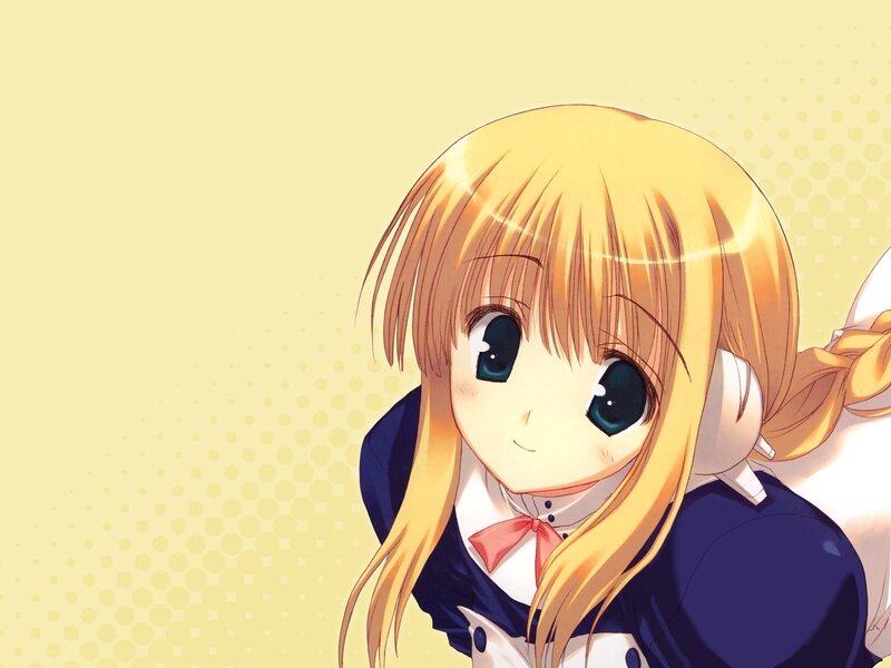 blonde anime girl with blue eyes