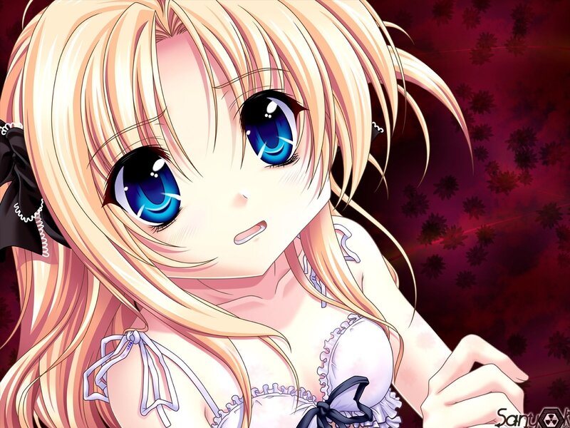 blonde anime girl with blue eyes
