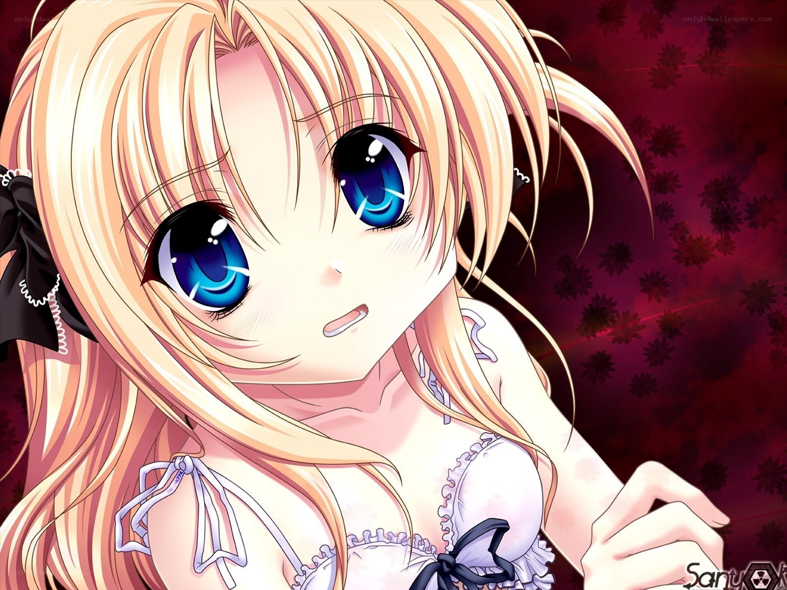 blonde anime girl with blue eyes