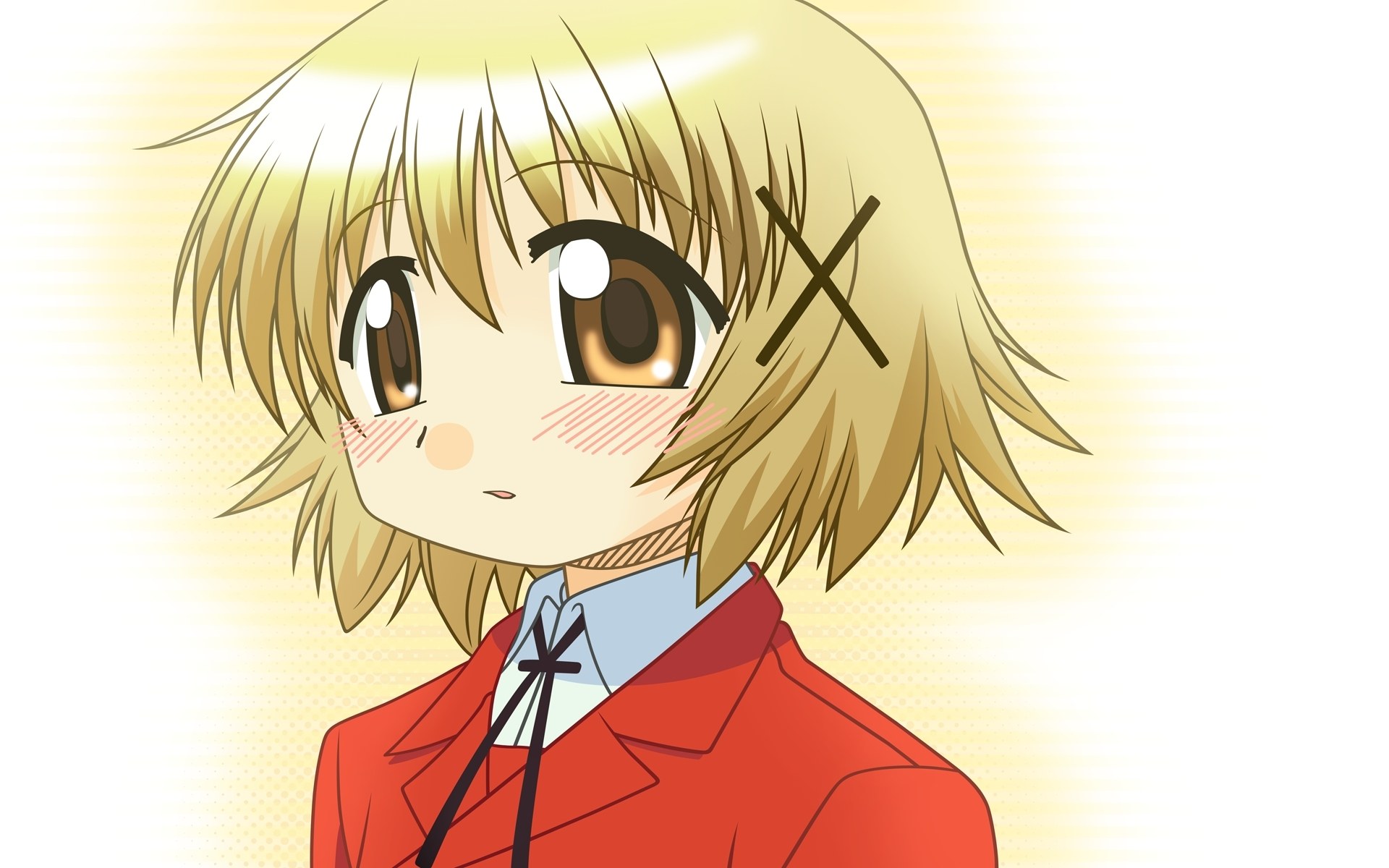 blonde anime girl with blush
