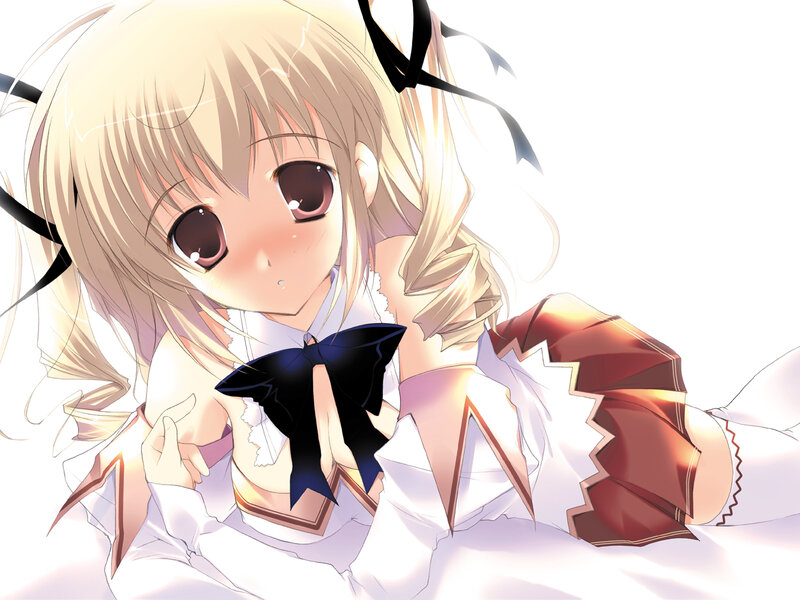 blonde anime girl with bow