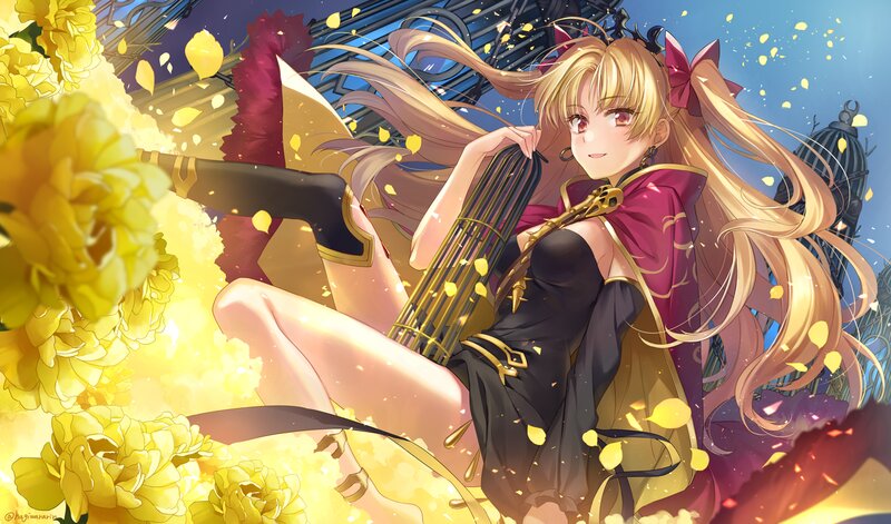 Blonde Anime Girl with Bow — Yellow