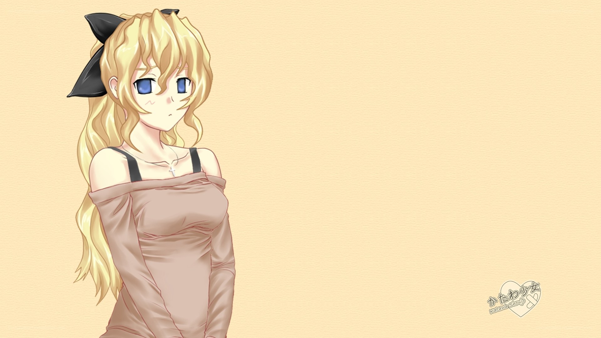 blonde anime girl with bow