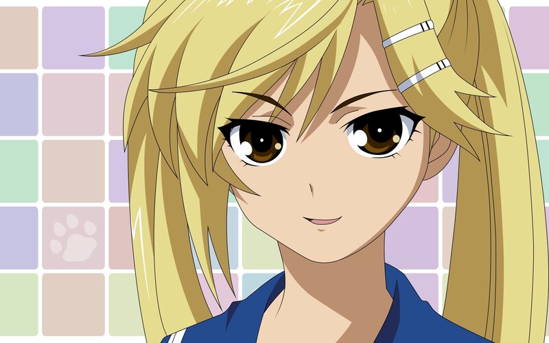 blonde anime girl with brown eyes