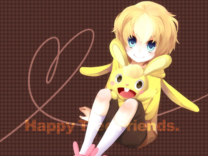 Blonde Anime Girl with Bunny — Yellow