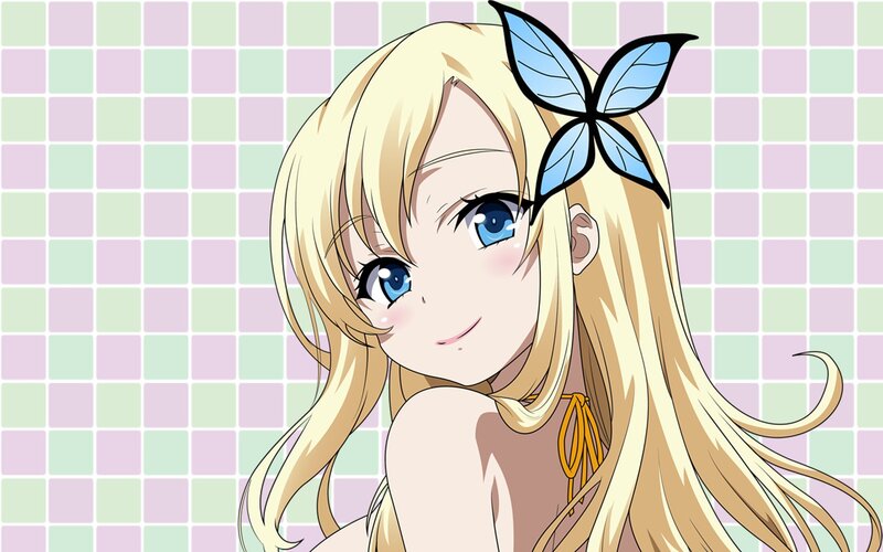 blonde anime girl with butterfly