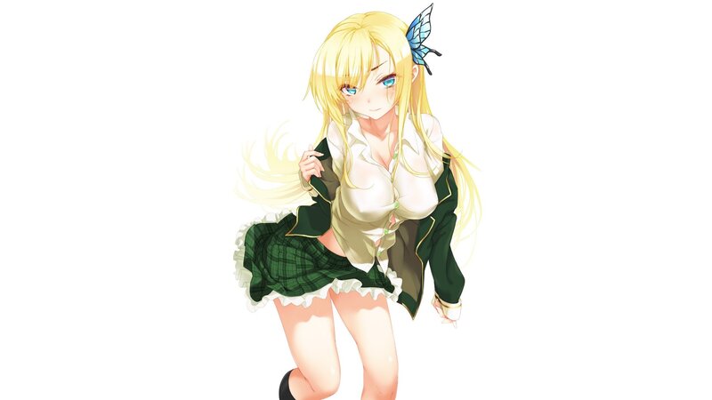 blonde anime girl with butterfly