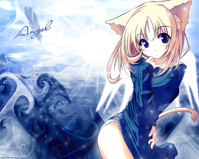 blonde anime girl with cat ears