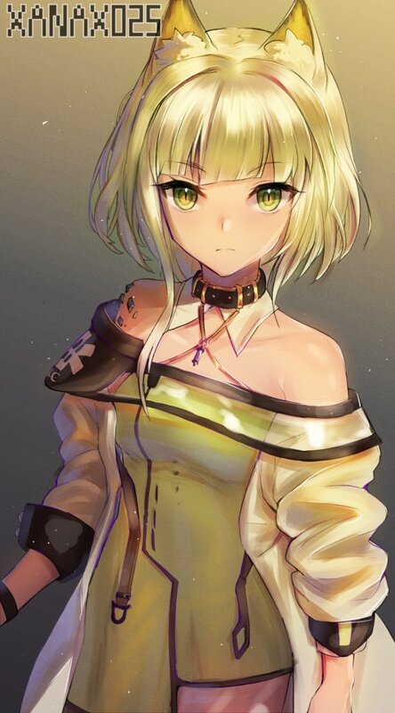 Blonde Anime Girl with Cat Ears — Yellow, Dramatic