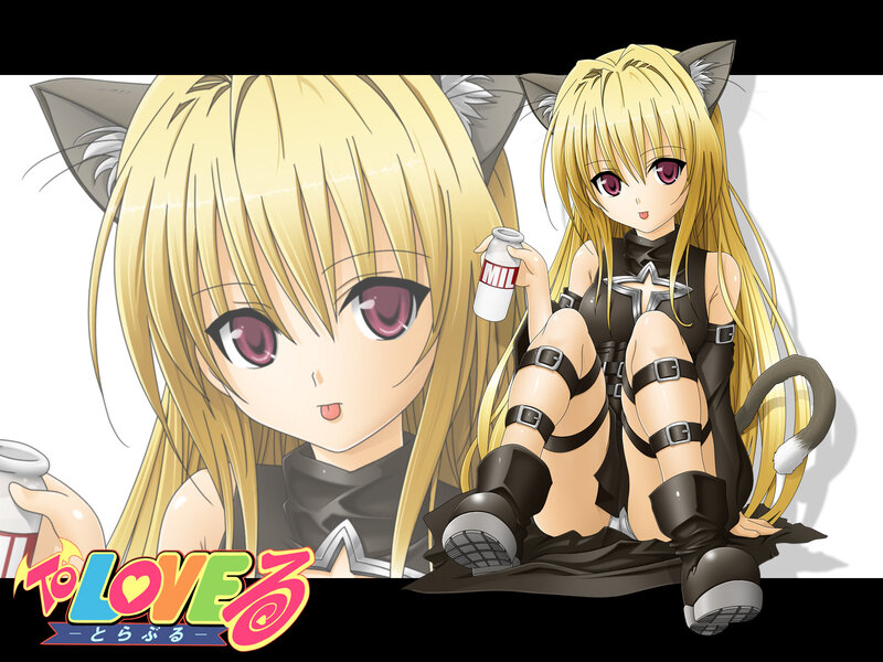 Blonde Anime Girl with Cat Ears — Yellow, Playful, Cat Ears, Cat Tail