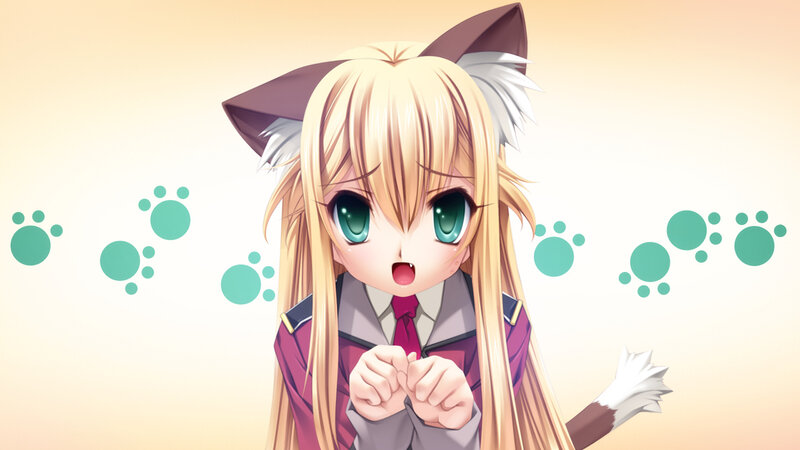 Blonde Anime Girl with Cat Ears — Yellow, Playful
