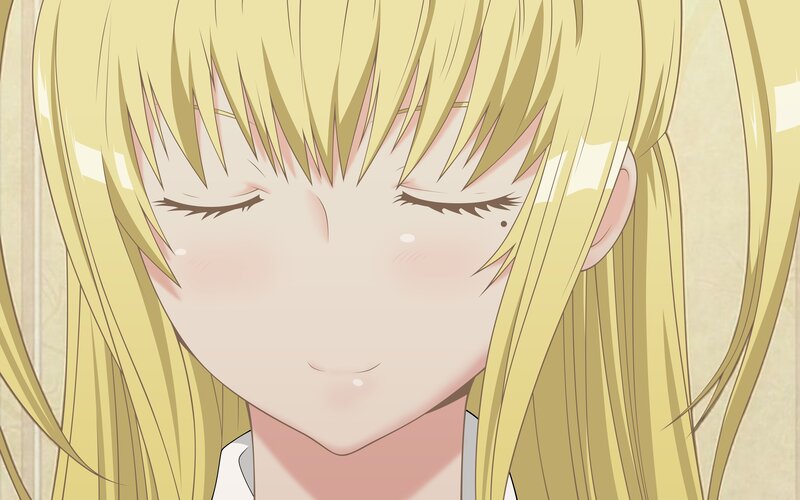 blonde anime girl with closed eyes