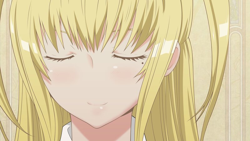 blonde anime girl with closed eyes
