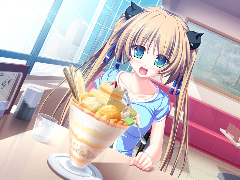 Blonde Anime Girl with Dessert