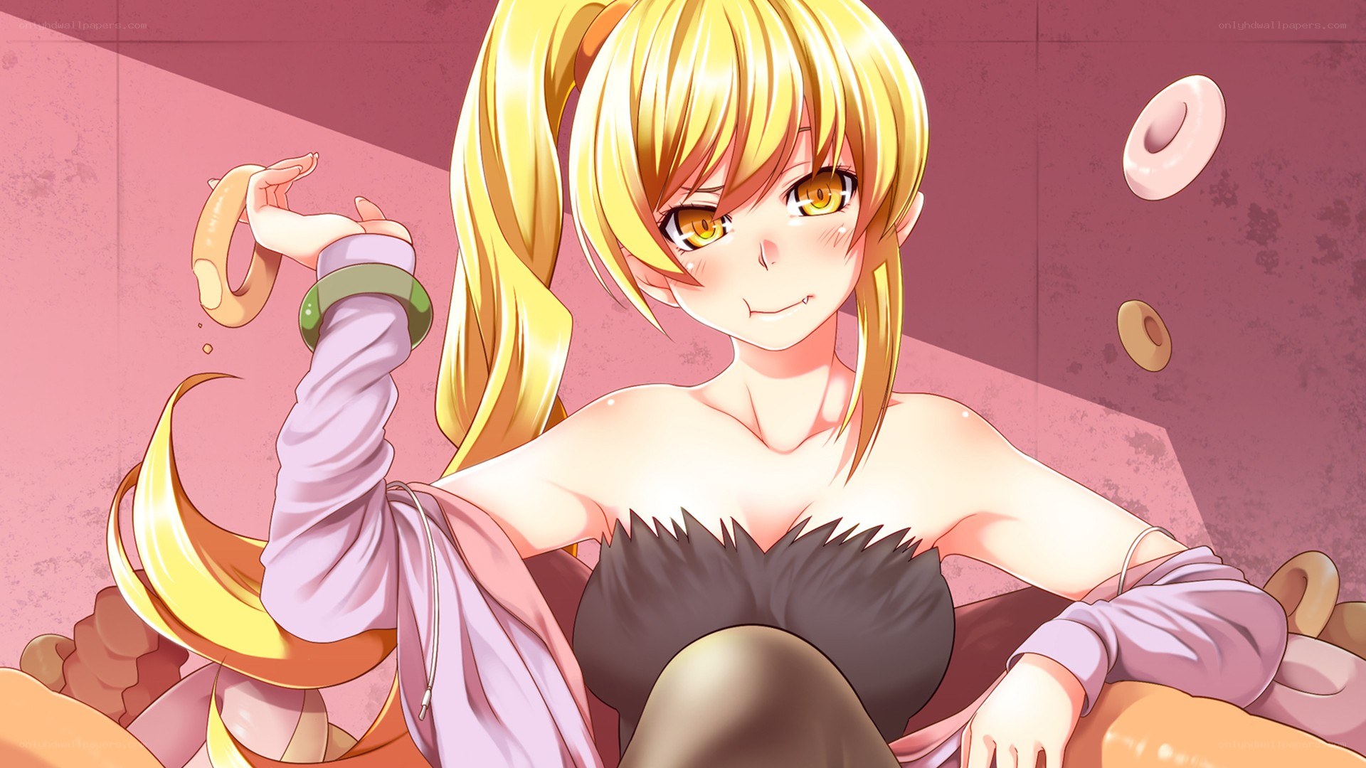 blonde anime girl with donuts