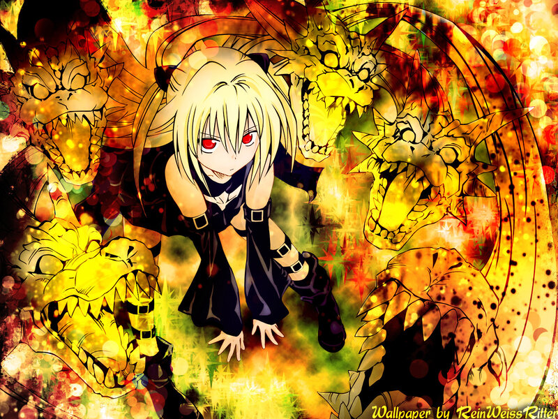 Blonde Anime Girl with Dragons