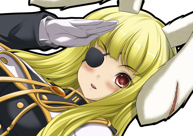 Blonde anime girl with eyepatch