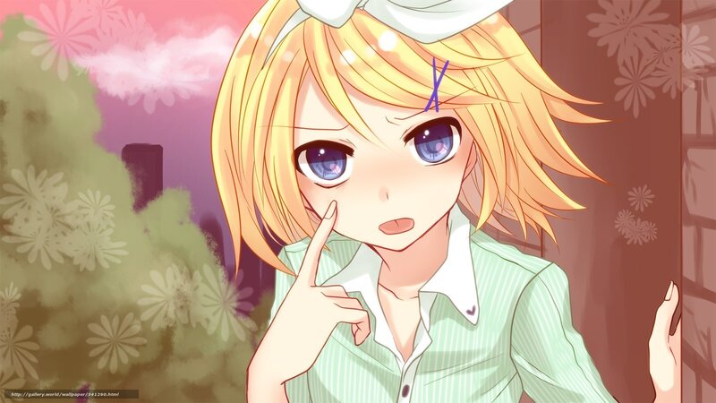 blonde anime girl with finger to face