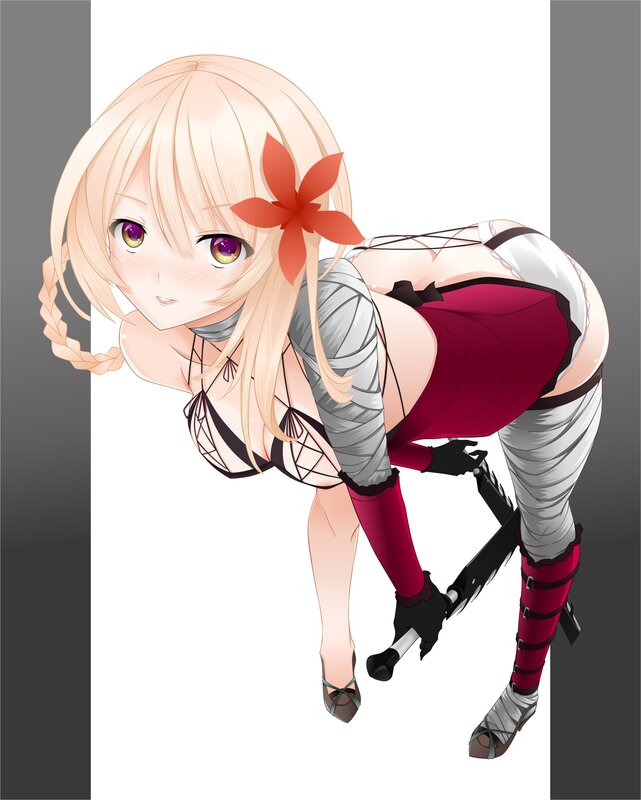 blonde anime girl with flower