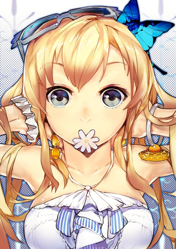 blonde anime girl with flower