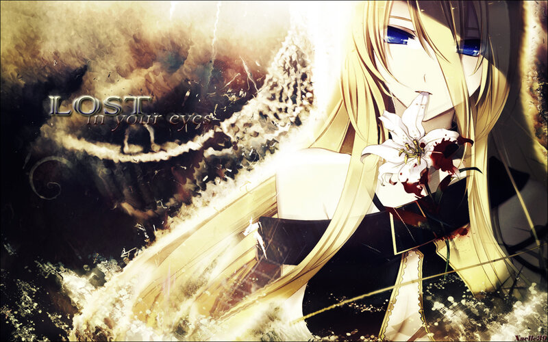 Blonde Anime Girl with Flower — Gold