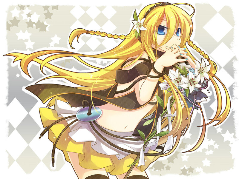 blonde anime girl with flowers