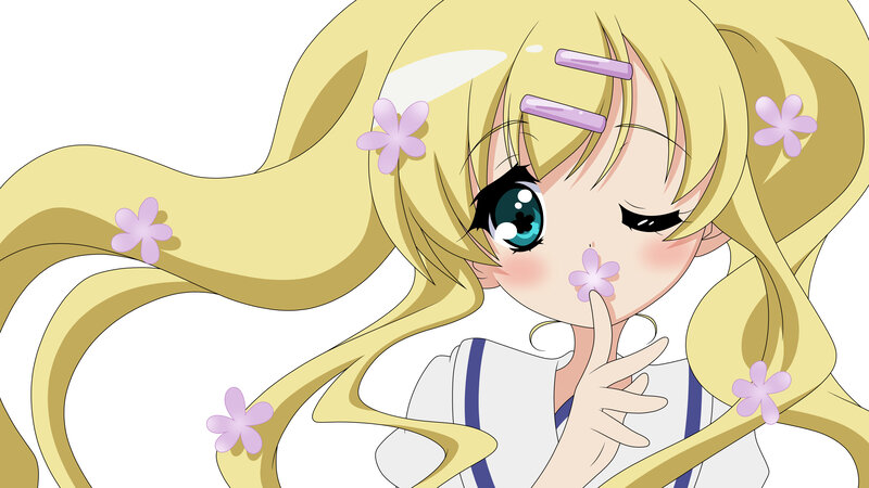 blonde anime girl with flowers