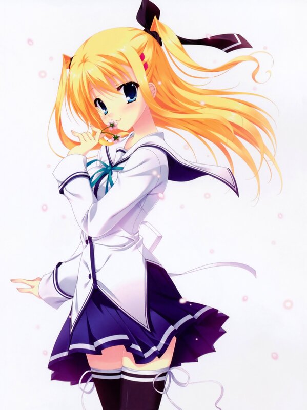 blonde anime girl with flowers