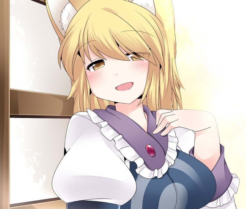 blonde anime girl with fox ears