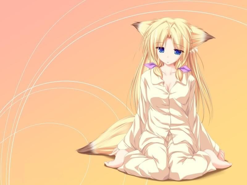 blonde anime girl with fox ears