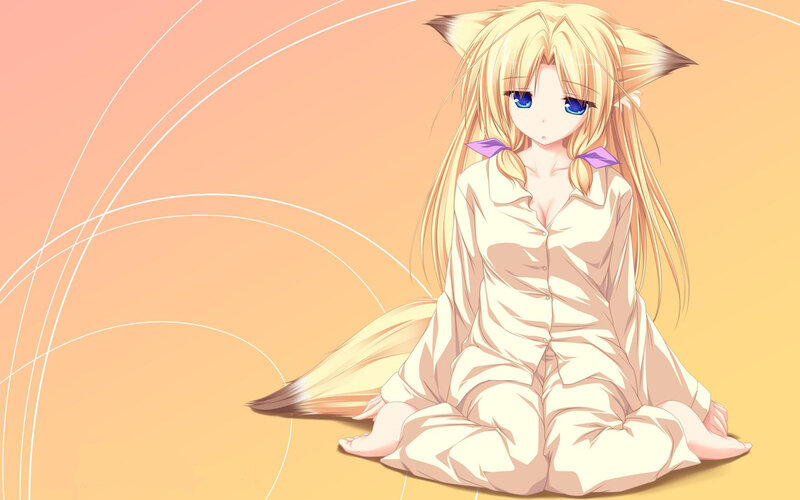blonde anime girl with fox ears